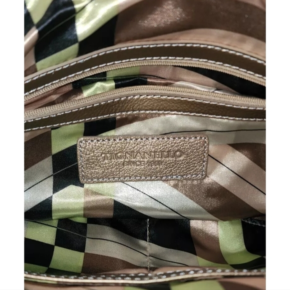 Tignanello Silver & Gold Pebbled Soft Leather Satchel Shoulder Purse - Picture 8 of 8
